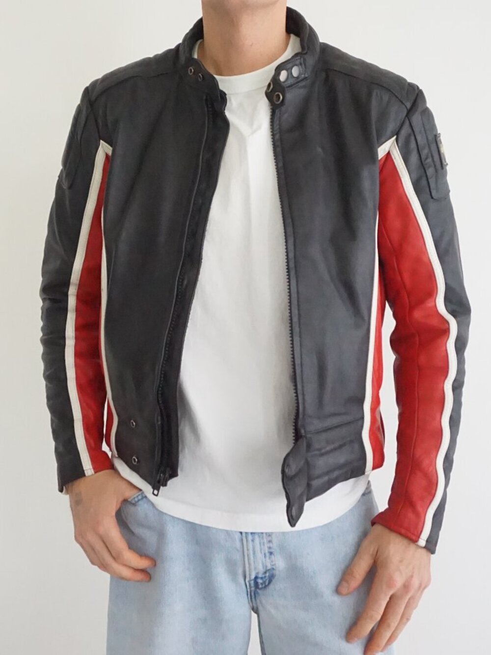 Nelson-Rigg Leather Motorcycle Padded Racing Cafe Racer Biker Zip Moto Jacket 40